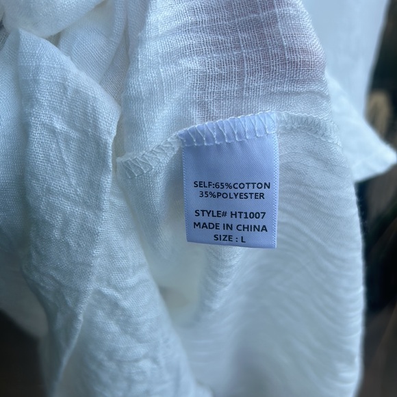 NEUTRAL GROUND Women’s L Oversized Cotton/Poly Semi Sheer White Blouse - Picture 7 of 10